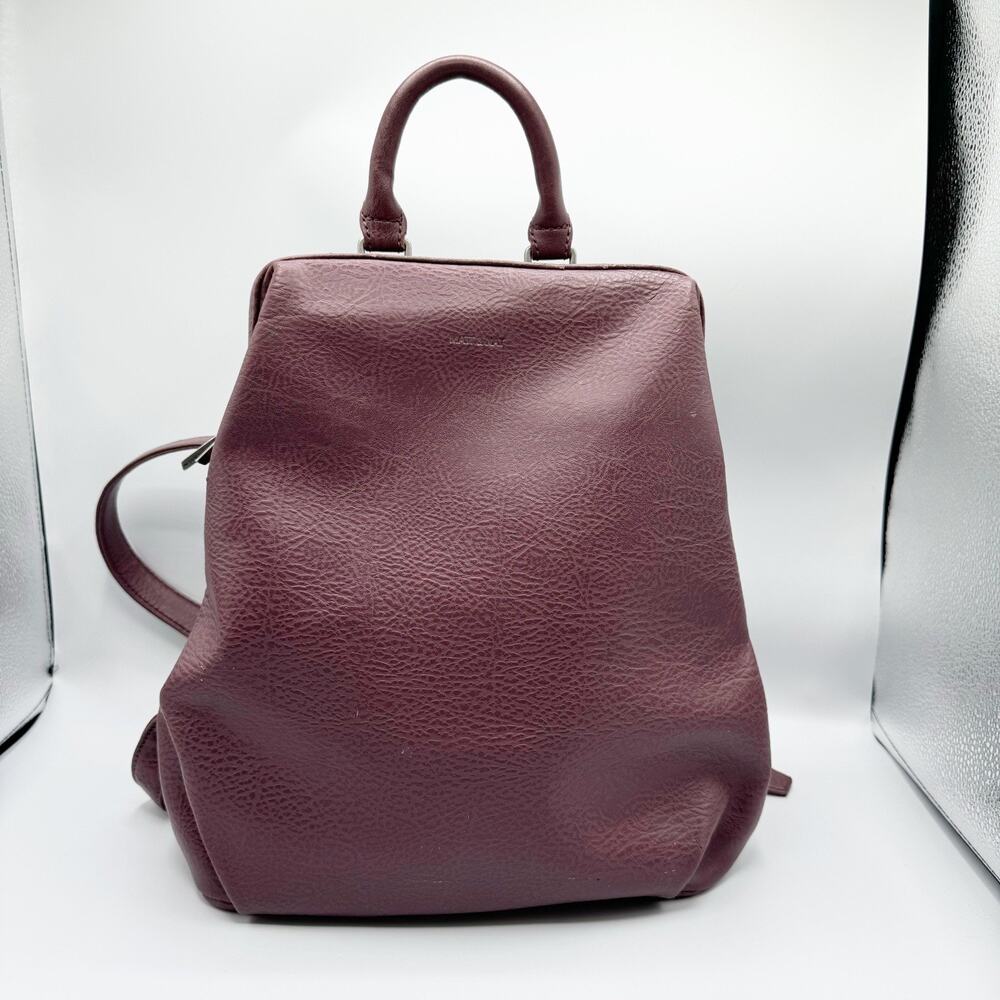 Matt & Nat Purple Vegan Leather Backpack Zip Pocket Adjustable Straps